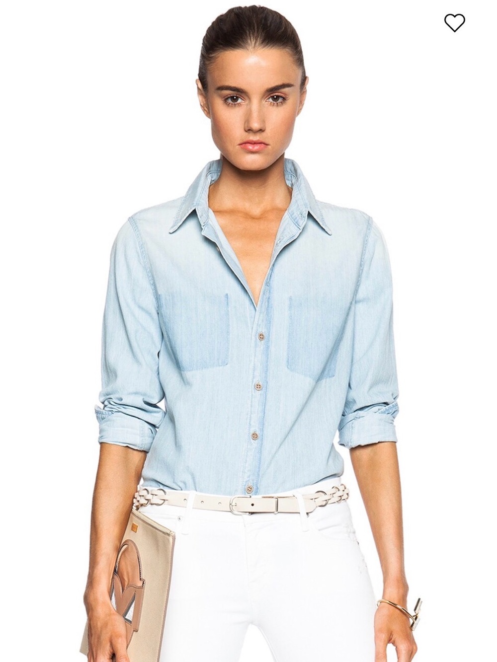 MOTHER Double Foxy Light Wash Denim Shirt